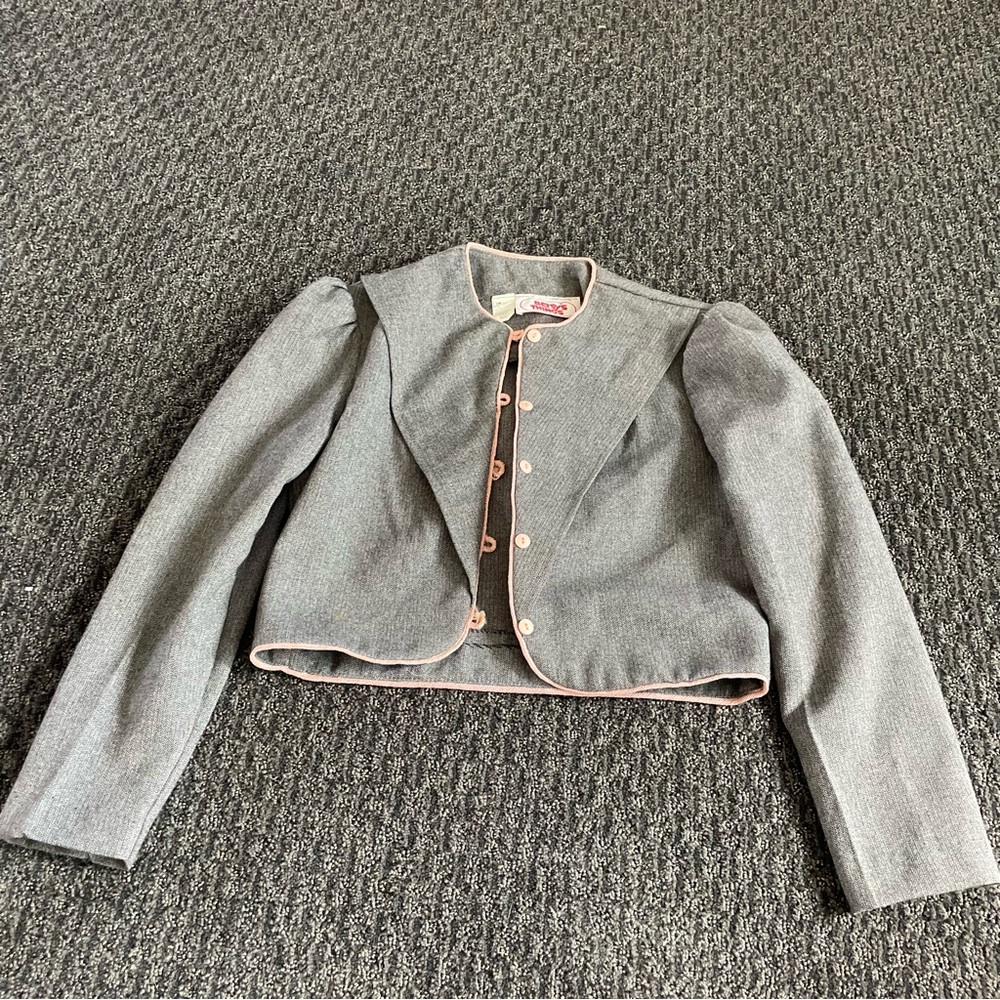 Vintage Betsy’s Things Cropped Grey Button-up Jacket
